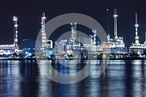 Oil refinery plant night scene in Thailand