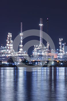 Oil refinery plant night scene in Thailand