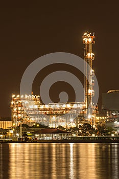 Oil refinery plant night scene in Thailand