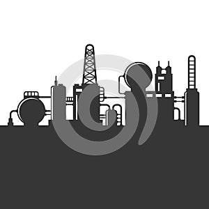 Oil Refinery Plant Silhouette. Vector