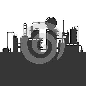 Oil Refinery Plant Silhouette. Vector