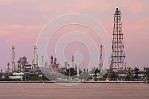 Oil refinery plant at Twilight