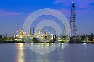 Oil refinery plant at twilight