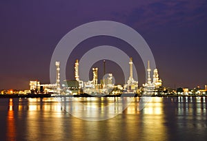 Oil refinery plant at twilight in Bangkok Thailand