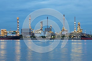 Oil refinery river front