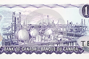 Oil refinery at Sarnia, Ontario from money photo
