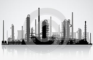 Oil refinery silhouette. Vector illustration.