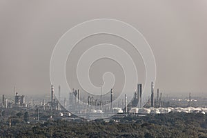 Oil Refinery Structures Hazy Dull Smoggy Air