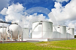 Oil refinery tanks