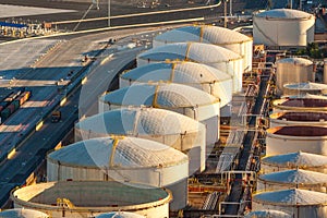 Oil refinery tanks