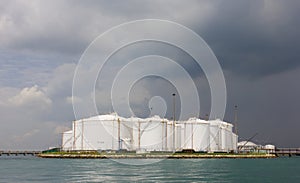 Oil refinery tanks