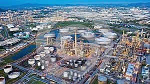 Oil refinery terminal is industrial facility for storage of oil and petrochemical.