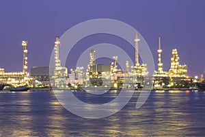 Oil refinery at twilight Bangkok Thailand