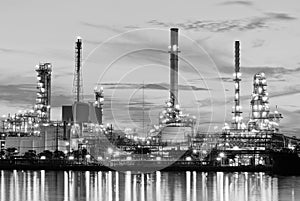 Oil refinery at twilight (Black and White)