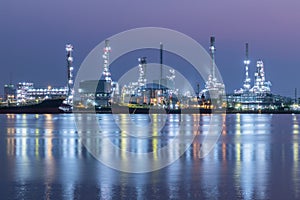 Oil refinery at twilight, Chao Phraya river, Thailand