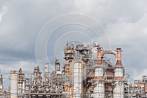 Oil refinery under cloudy sky in Pasadena, Texas, USA