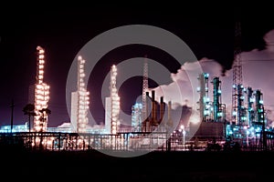 Oil refinery at winter night