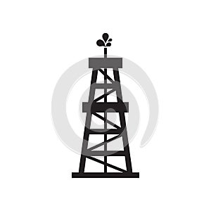 Oil rig - black icon on white background vector illustration for website, mobile application, presentation, infographic. Petroleum