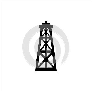 Oil rig - black icon on white background vector illustration for website, mobile application, presentation, infographic. Petroleum