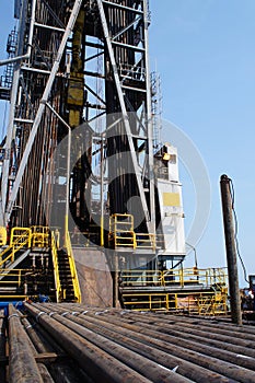 Oil rig and casing on the cantilever deck photo