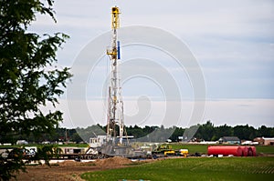 Oil rig drilling in Eastern Colorado, USA