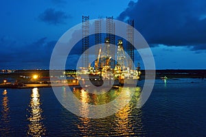 Oil rig at dusk photo