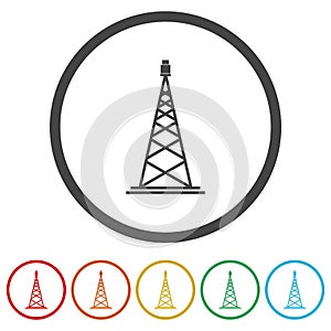 Oil rig icon. Set icons in color circle buttons