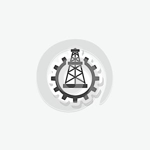 Oil rig icon simple sticker isolated on white