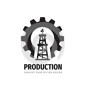 Oil rig mining production - icon logo design. Petroleum gasoline derrick concept sign. Graphic design element