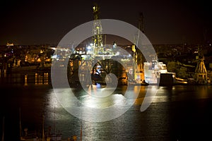 Oil Rig at night Malta