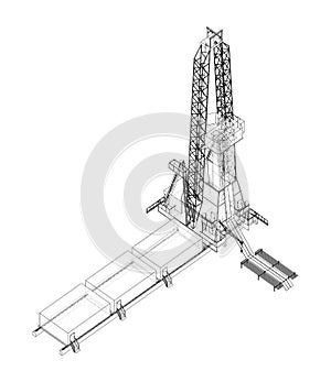 Oil rig. Orthography vector photo