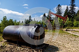 Oil rig pumping oil from underground