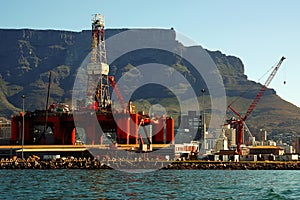 Oil- rig repairs in the ocean harbour