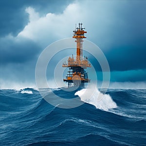 oil rig at sea illustration