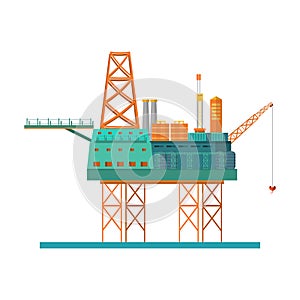 Oil rig at the sea. Oil platform, gas fuel, industry offshore, d