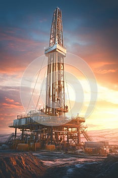 Oil Rig Sunset Ocean
