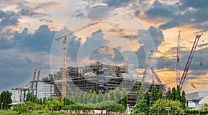 Oil rig under construction at the yard ,petrochemical Plants