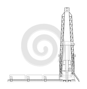 Oil rig. Orthography vector photo