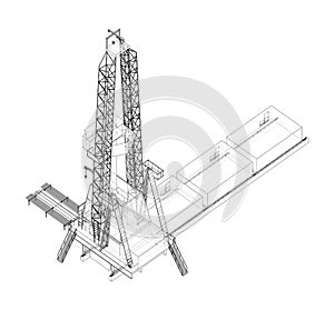 Oil rig. Orthography vector photo
