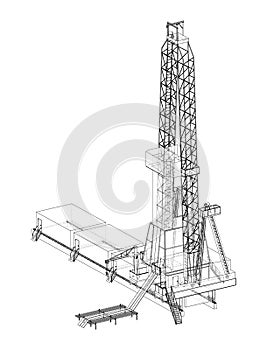Oil rig. Orthography vector photo