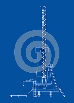 Oil rig. Orthography vector photo