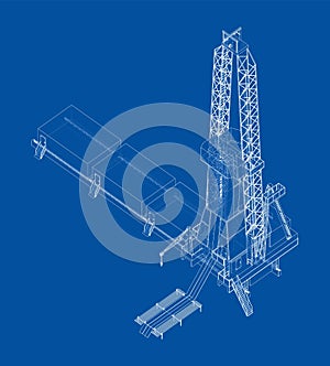 Oil rig. Orthography vector photo
