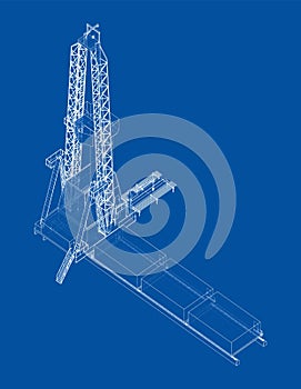 Oil rig. Orthography vector photo