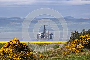 Oil rigs in Cromarty Firth in the Scottish Highlands