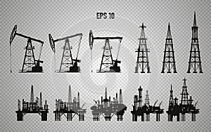 Oil rigs. Oil production. Vector.