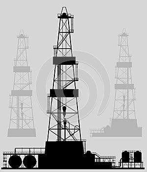Oil rigs silhouette.