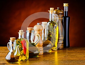 Oil, salt, vinegar Food Seasonings