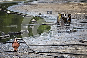 Oil spill on the beach