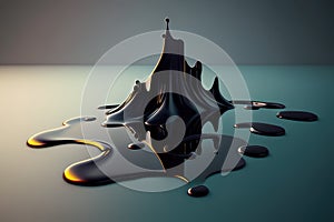 Oil Spill: an oil spill in the ocean, with dark, thick oil spreading across the water's surface AI generation