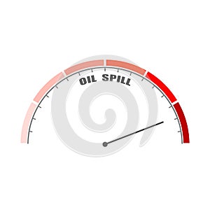 Oil spill pollution value measuring device with arrow and scale.